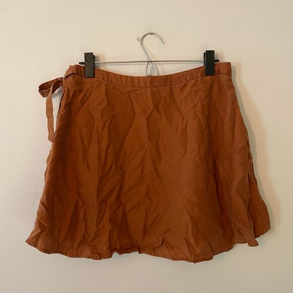 Toad & Co Women's size Small Brown Mini Wrap Skirt Tencel Lightweight Casual - Picture 5 of 9